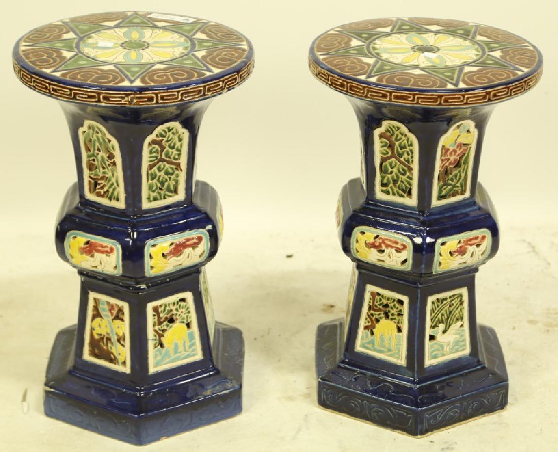 PAIR OF CHINESE CERAMIC GARDEN STOOLS/TABLES (1 of 3)