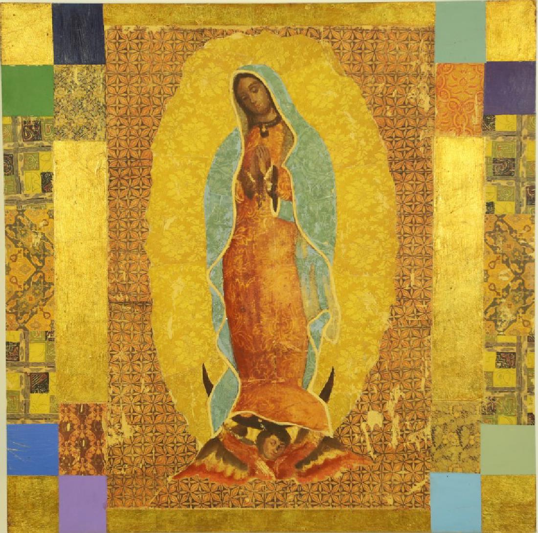 H. ACEVEDO VIRGIN MARY RICARDO REYES ARTE, MEXICO CITY: H. ACEVEDO VIRGIN MARY RICARDO REYES ARTE, MEXICO CITY. Height: 35 1/2 in. by Width: 35 1/2 in. by Depth: 2 in.