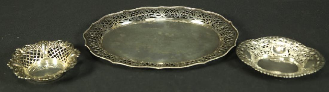LOT OF THREE .800 PURE SILVER DISHES (1 of 2)
