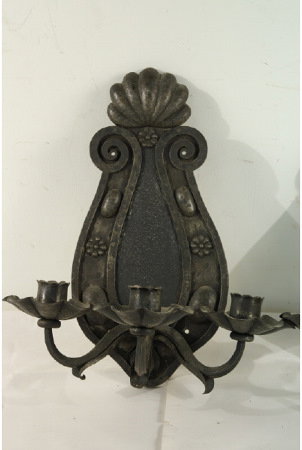 Pair of iron sconces with 3 candle holders - 2