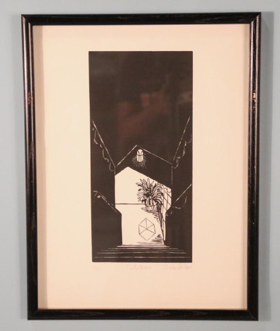 NICHOLAS GARLAND " THE ENTRANCE" LITHO #75/250: NICHOLAS GARLAND " THE ENTRANCE" LITHOGRAPH, EDITION NUMBER 75/250. No glass, sold as is. Height: 21 and 15 in. by Width: 16 and 8 in. by Depth: 1in.