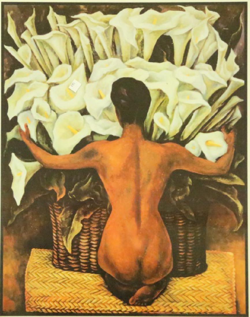 DIEGO RIVERA "NUDE WITH CALLA LILLIES" PRINT: DIEGO RIVERA "NUDE WITH CALLA LILLIES" FRAMED PRINT. Height: 32 & 23 in. by Width: 26 & 18 1/2 in.