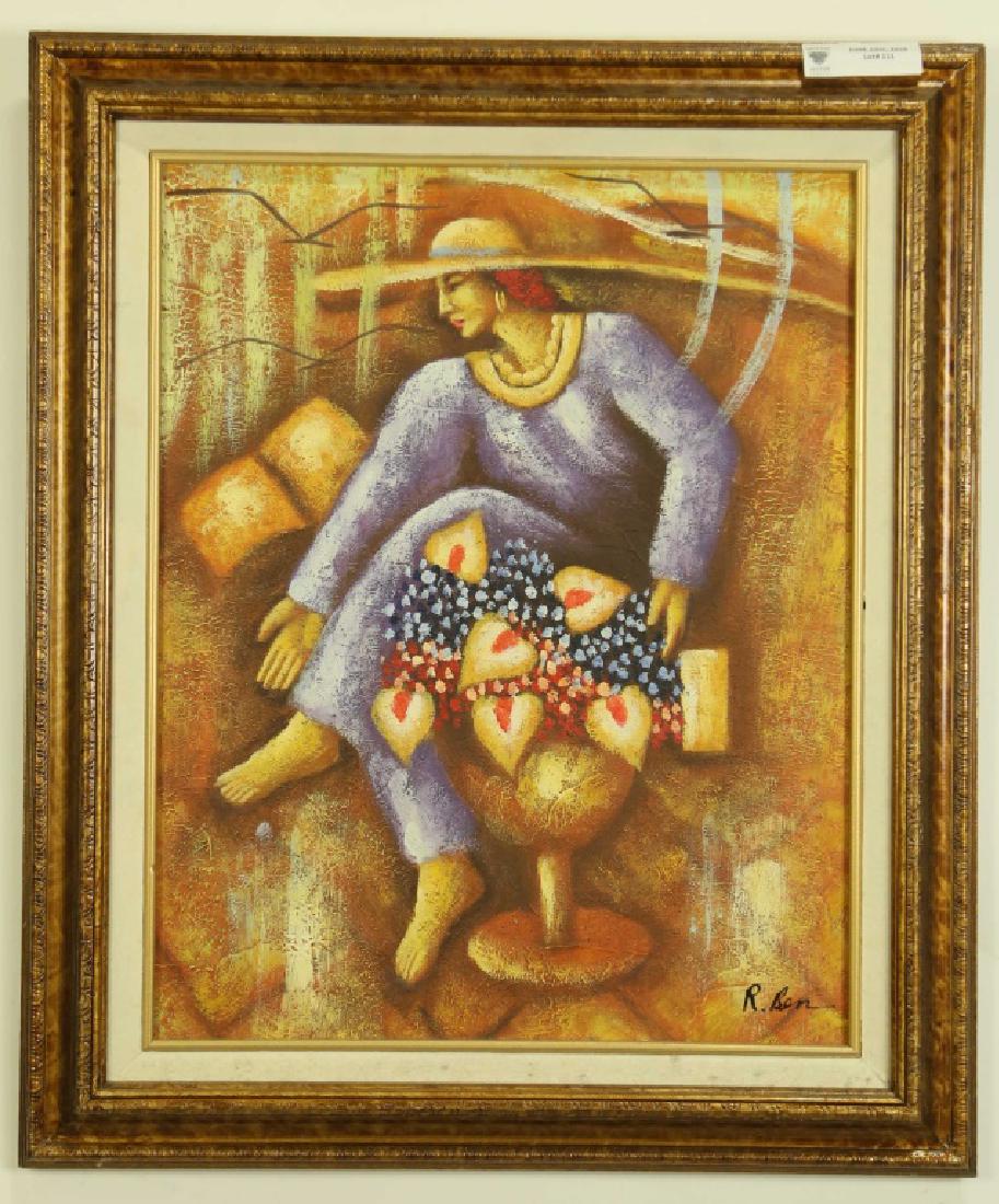 R. BEN OIL ON CANVAS: R. BEN OIL ON CANVAS Height: 26 in. by Width: 21 in.