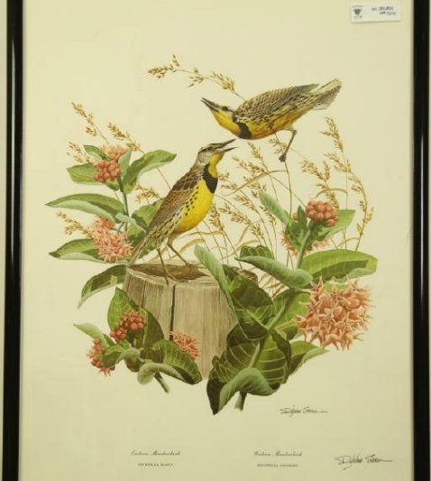 RICHARD SLOAN: RICHARD SLOAN SIGNED LITHOGRAPH WITH CERTIFICATE OF AUTHENTICITY. "EASTERN MEADOWLARK" PLATE 24 Height: 22 in. by Width: 28