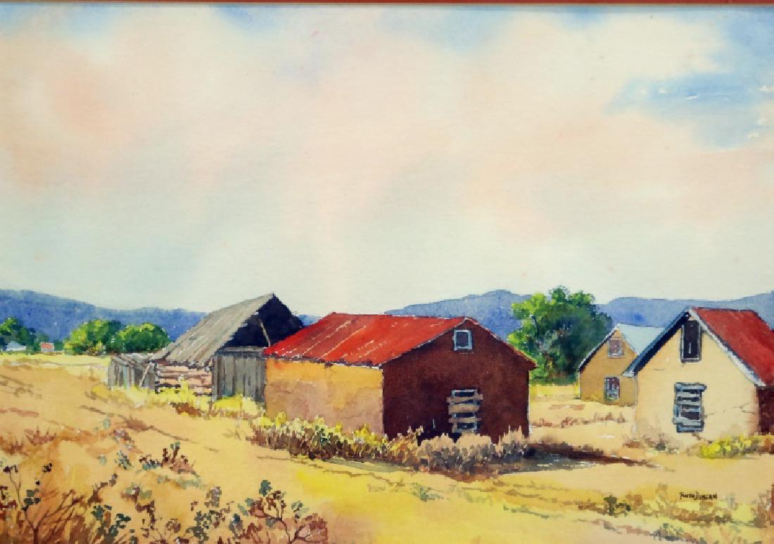 RUTH DUNCAN "UNTITLED" FARM SCENE: RUTH DUNCAN "UNTITLED" FARM SCENE Height: 16 & 10 in in. by Width: 20 & 14 in.