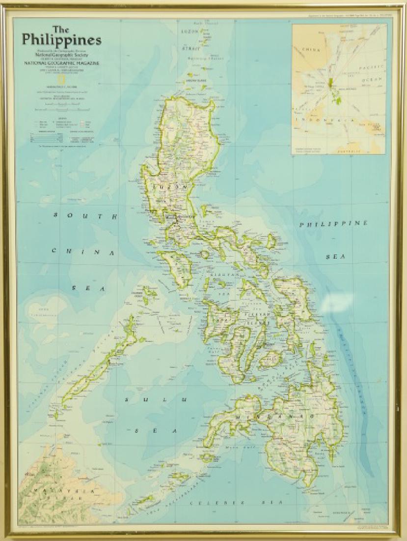 LOT OF FOUR NATIONAL GEOGRAPHIC MAPS: LOT OF FOUR NATIONAL GEOGRAPHIC MAPS OF THE PHILIPPINES, CENTRAL AMERICA, SOUTH ASIA & SOUTH AMERICA. Height: 21 in. by Width: 31 in.