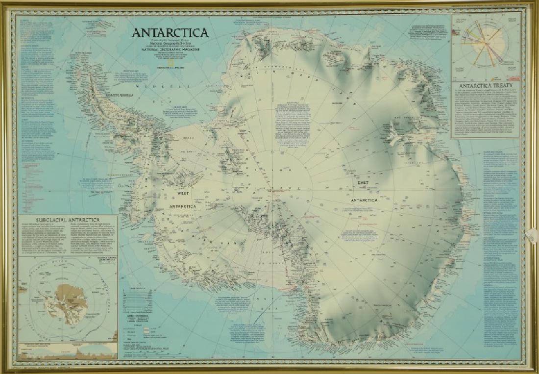 LOT OF FOUR NATIONAL GEOGRAPHIC MAPS: LOT OF FOUR NATIONAL GEOGRAPICH MAPS OF ANTARTICA, CHINA, CANADA & THE ISLANDS OF THE PACIFIC. Height: 21 in. by Width: 31 in.