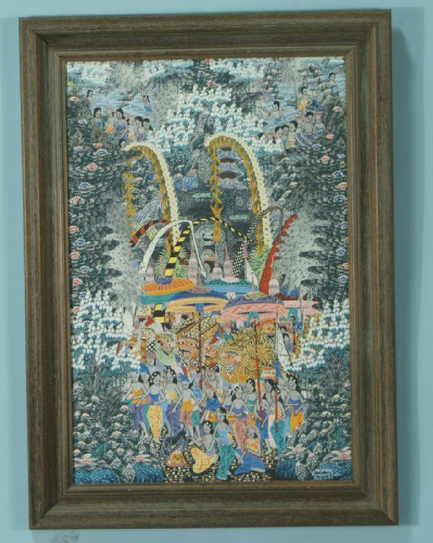 OIL ON PANEL BALINESE ARTWORK: OIL ON PANEL BALINESE ARTWORK. Height: 26.5 in. by Width: 19 in.