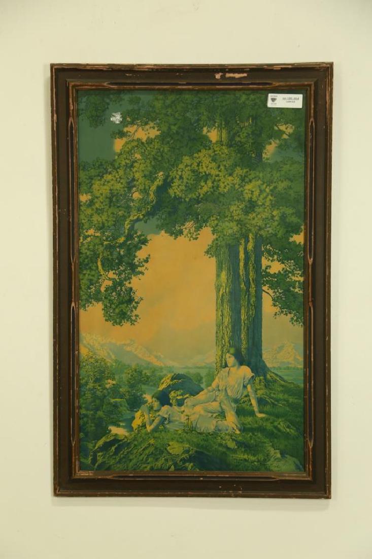 MAXFIELD PARISH GARDEN SCENE: MAXFIELD PARISH GARDEN SCENE. Height: 33 in. by Width: 22 in.