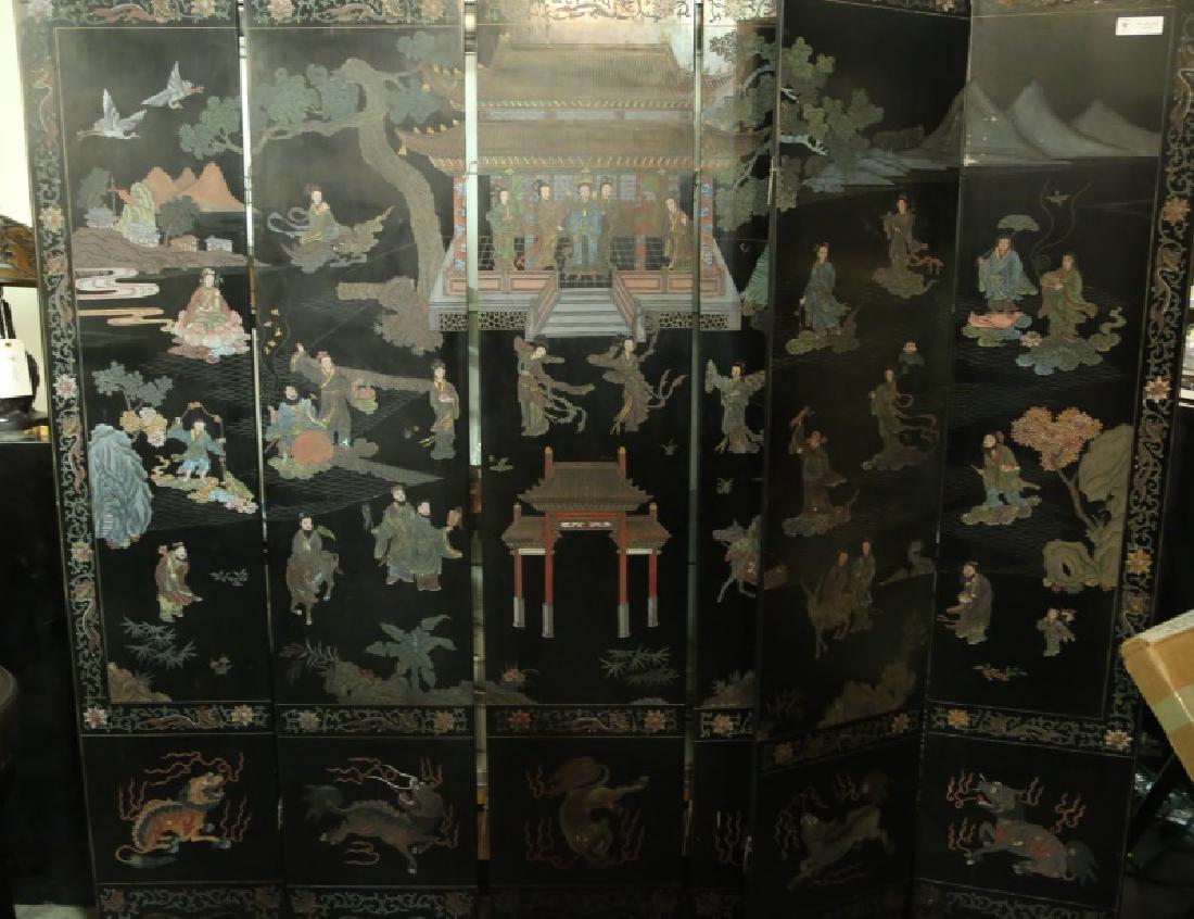 ANTIQUE SIX PANEL CHINESE WALL SCREEN (1 of 3)