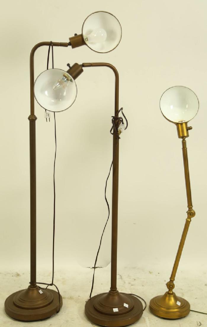 LOT OF THREE BRASS GOOSENECK FLOOR LAMPS (1 of 1)