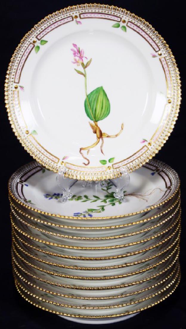 12 "FLORA DANICA" BY ROYAL COPENHAGEN SALAD PLATES (1 of 3)