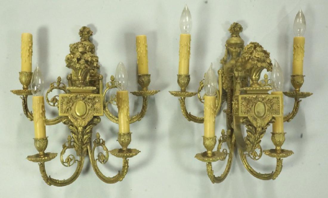 PAIR OF 19th C. FRENCH GILT BRONZE WALL SCONCES (1 of 2)
