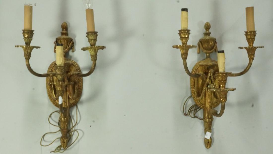 PAIR OF 1940's ADAM's STYLE  FRENCH BRASS SCONCES (1 of 3)