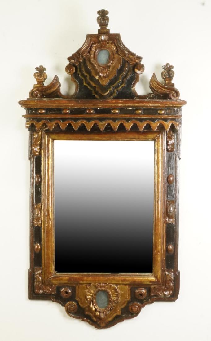 17th CENTURY CARVED & GILDED SPANISH MIRROR (1 of 4)