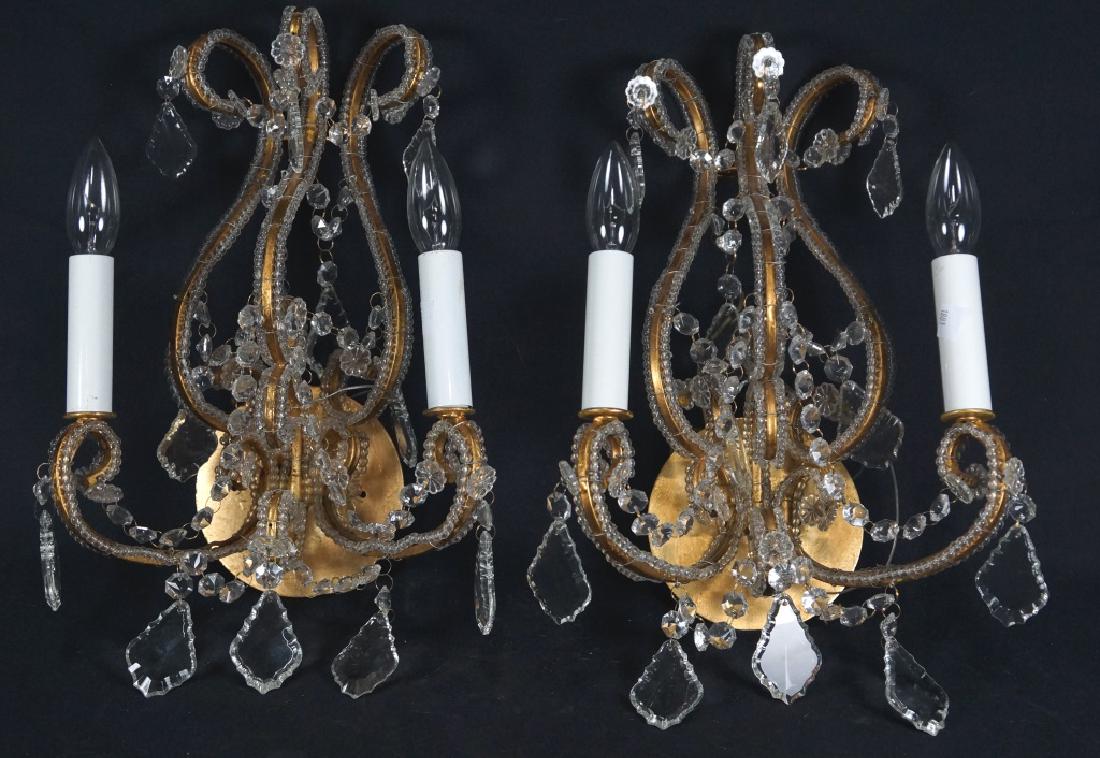 PAIR OF SHERLE WAGNER TWO-LIGHT BEADED SCONCES (1 of 1)