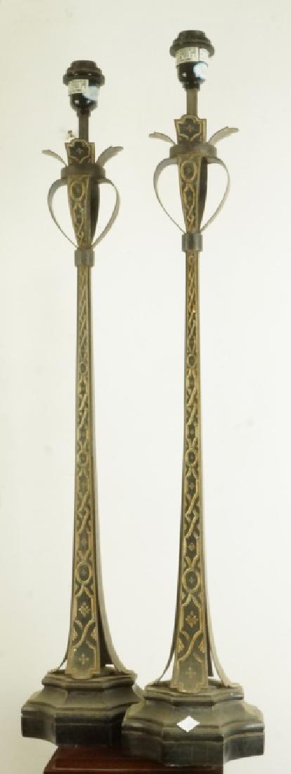 PAIR OF PAINTED TOLE CANDLESTICK LAMPS (1 of 2)