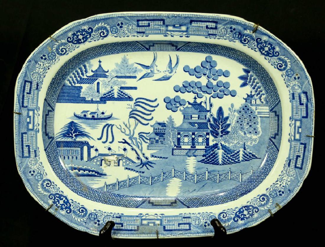 19th CENTURY ENGLISH BLUE WILLOW PLATTER (1 of 2)