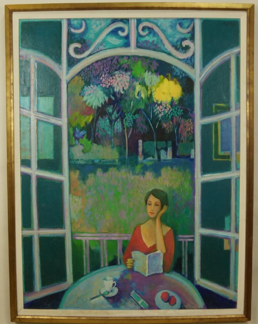 DAVID ADICKES PAINTING: DAVID ADICKES PAINTING. Height: 52 & 47.5 in. by Width: 40 & 35.5 in.