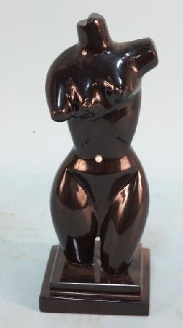 CARVED OBSIDIAN ABSTRACT FEMALE TORSO SCULPTURE (1 of 5)