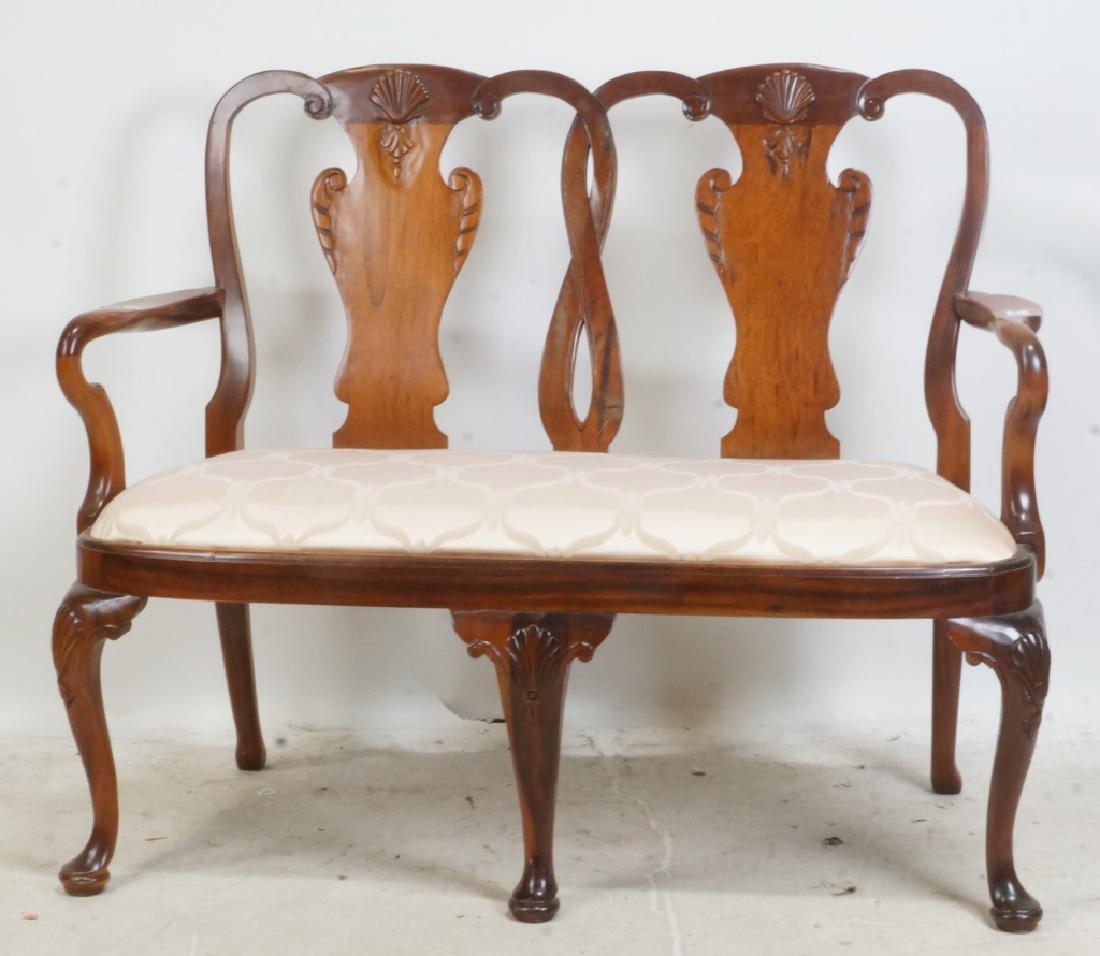 QUEEN ANNE STYLE MAHOGANY SETTEE (1 of 2)