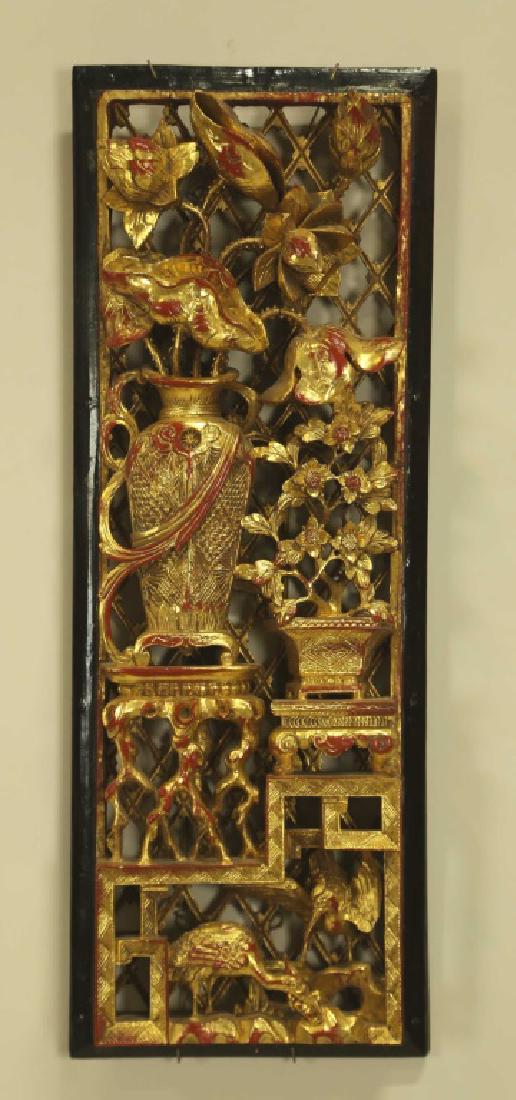 ANTIQUE CHINESE CARVED & GILDED  WALL ELEMENT (1 of 2)