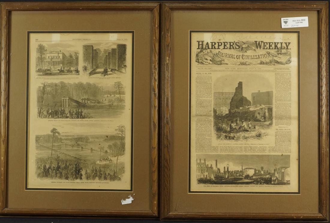 PAIR OF FRAMED "HARPER'S WEEKLY" NEWSPAPER CLIPS (1 of 3)