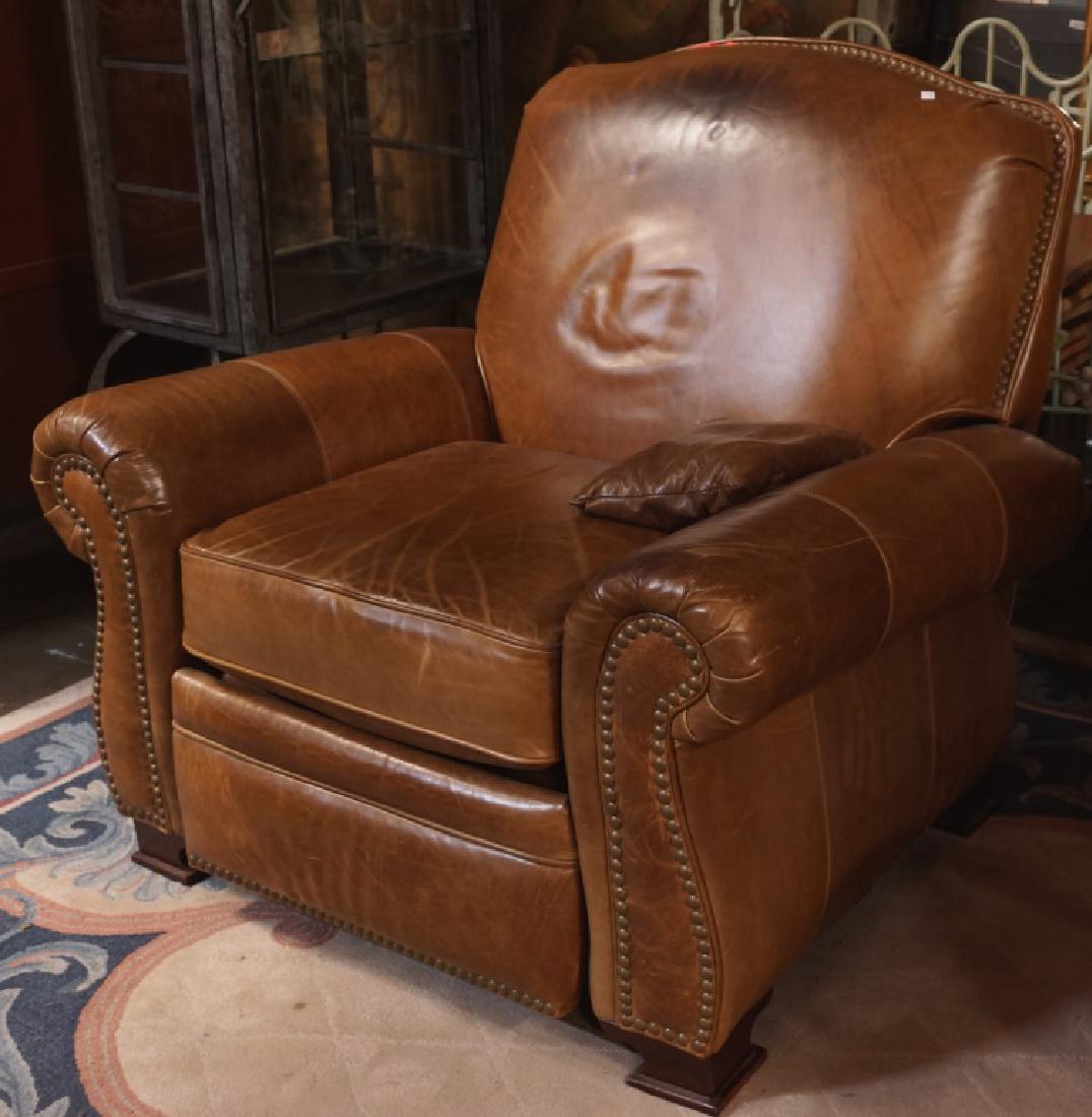 1940's STYLE CUSTOM DESIGN BROWN LEATHER RECLINER (1 of 1)