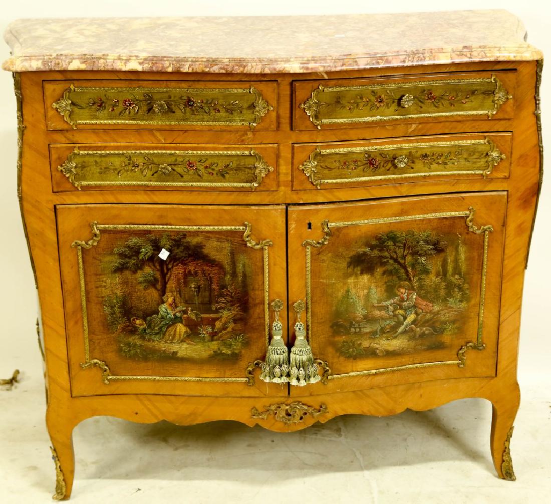 FRENCH GILT BRONZE MOUNTED MARBLE TOP CHEST (1 of 5)