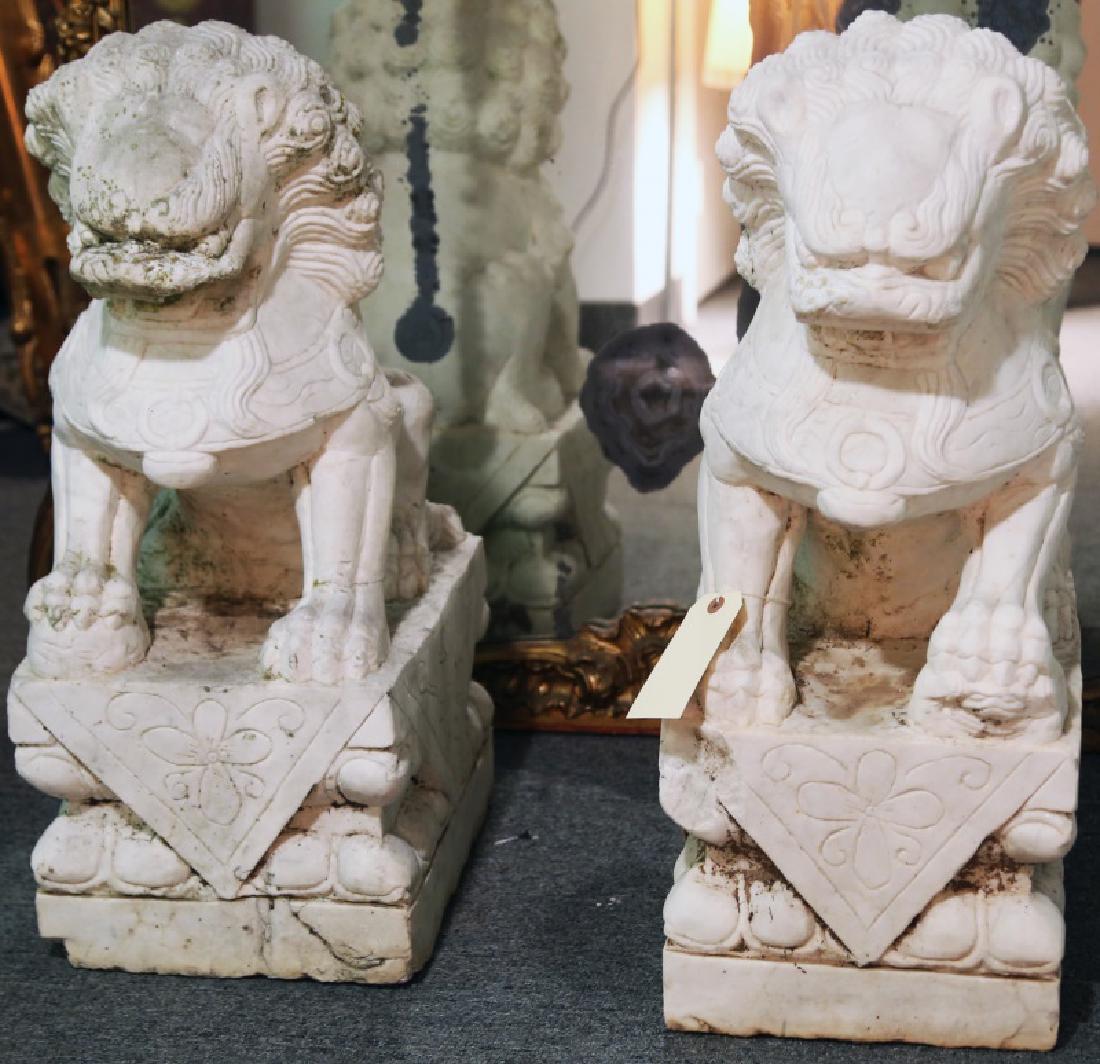 PAIR OF VINTAGE CARVED MARBLE FOO DOGS (1 of 2)