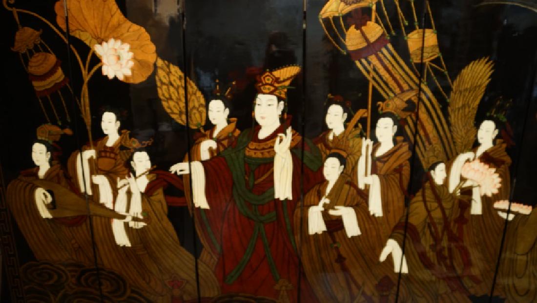 SIX-PANEL PAINTED WOOD CHINESE SCREEN (1 of 3)