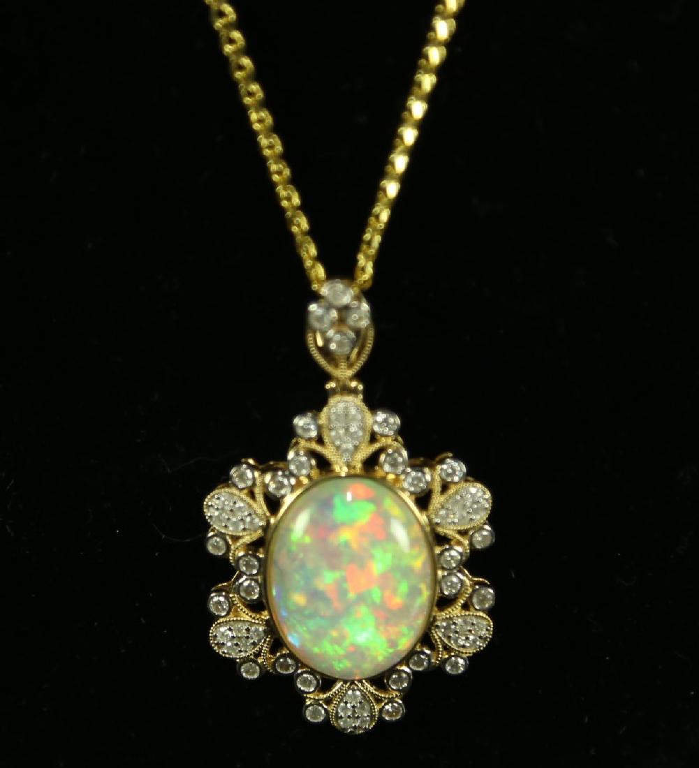 14KT Y GOLD 6.95CT OPAL & 0.77CT DIAMOND PENDANT (1 of 2)