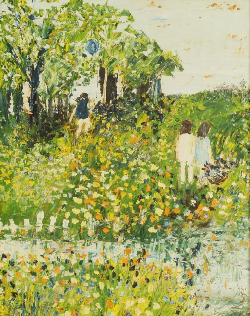 HELENE RENE PFEFFER IMPRESSIONIST POND SCENE OIL (1 of 2)