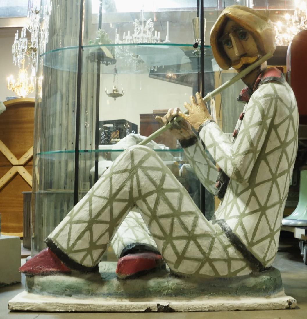 DAVID ADICKES "MAN WITH FLUTE" SCULPTURE: DAVID ADICKES "MAN WITH FLUTE" SCULPTURE Height: 38 in. by Width: 36 in. by Depth: 19 in.