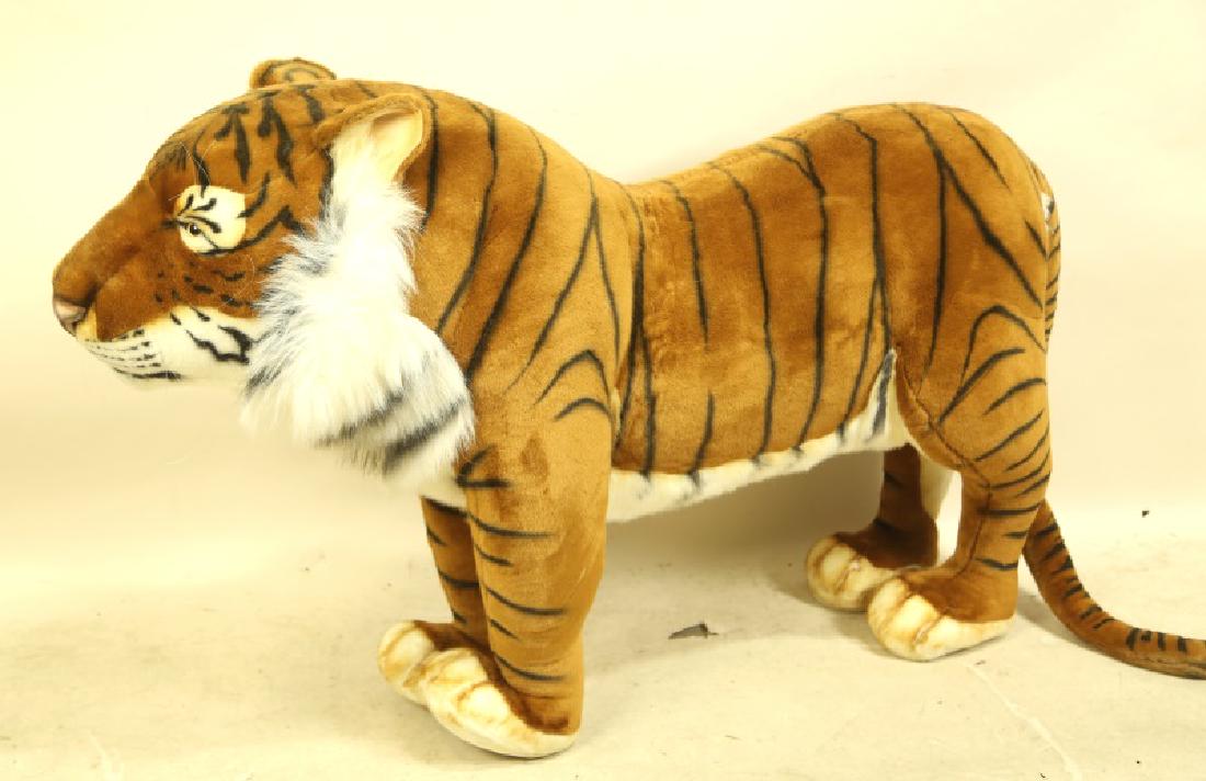 HANSA TOY INTERNATIONAL PLUSH LIFE SIZE TIGER: HANSA TOY INTERNATIONAL PLUSH LIFE SIZE TIGER Height: 32 in. by Width: 52 in. by Depth: 13 in.