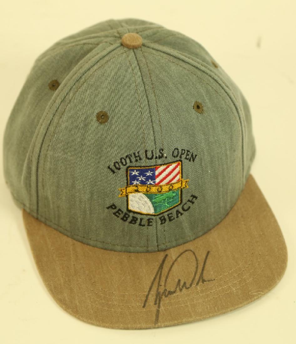 US OPEN HAT SIGNED TIGER WOODS IN PRESENTATION BOX: US OPEN HAT SIGNED BY TIGER WOODS IN PRESENTATION BOX . WON THE OPEN & HIS 15-STROKE MARGIN REMAINS THE LARGEST IN A MAJOR CHAMPIONSHIP. Height: 5 in. by Width: 11 in. by Depth: 8 1/2 in.