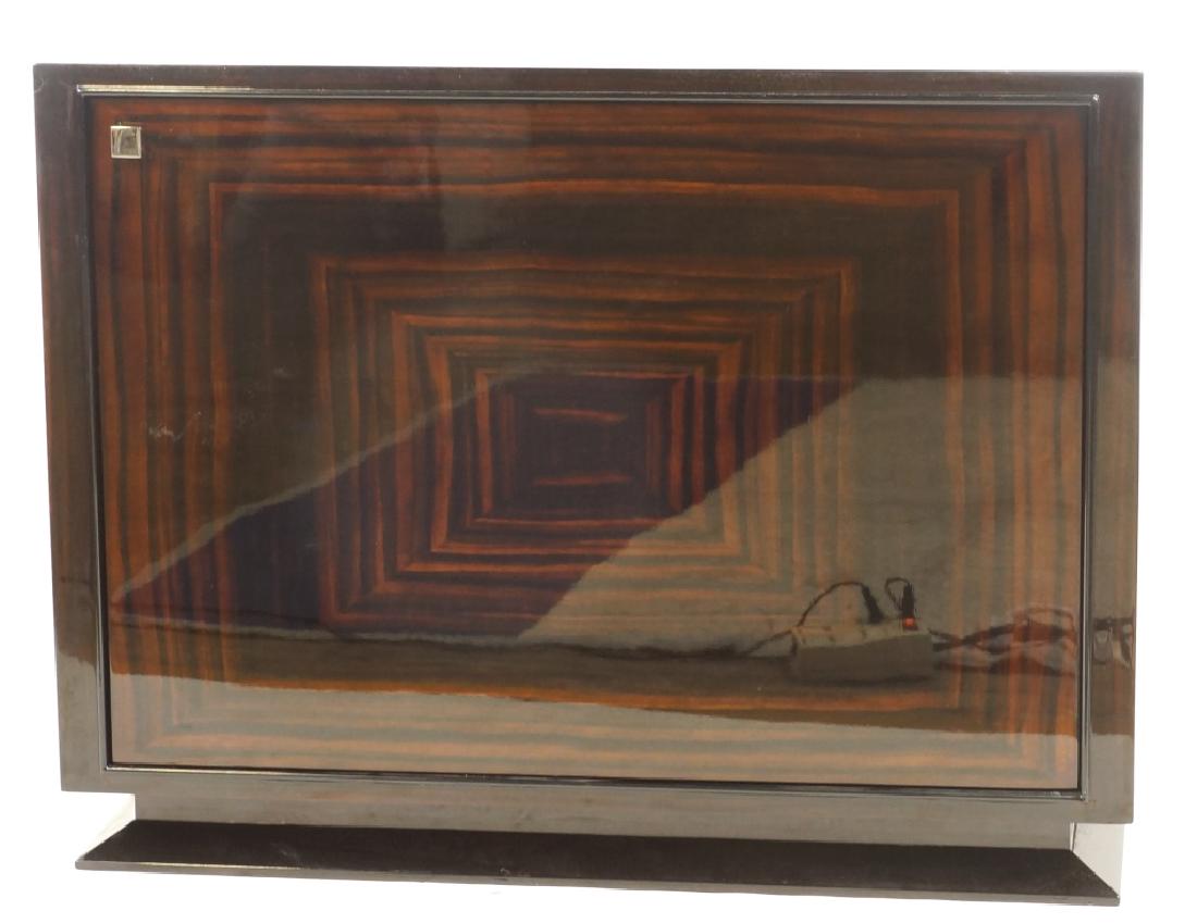 VINTAGE ART DECO MCALISTER EBONY WOOD BAR: VINTAGE ART DECO MCALISTER EBONY WOOD BAR. Height: 32 in. by Width: 42 in. by Depth: 22 in.