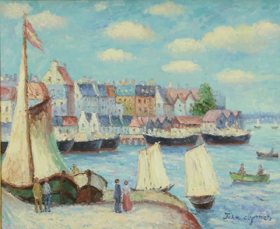 JOHN CLYMER "SAILBOATS" OIL ON CANVAS: JOHN CLYMER "SAILBOATS" OIL ON CANVAS. Height: 27 & 19 1/2 in. by Width: 32 & 23 in.