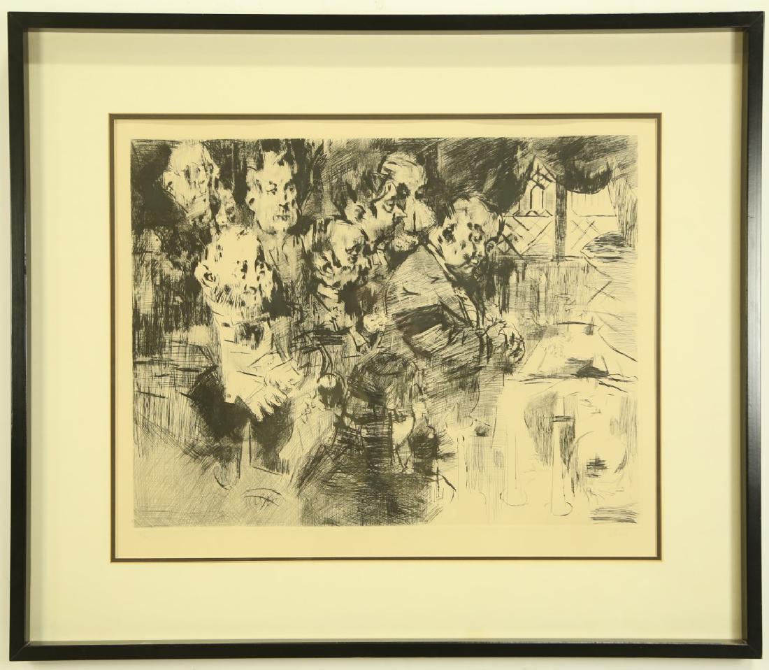 JACK LEVINE "GANGSTER FUNERAL" ENGRAVING EDITION #72/12: JACK LEVINE "GANGSTERS FUNERAL" ENGRAVING EDITION #72/120. Height: 32 in. by Width: 37 in.