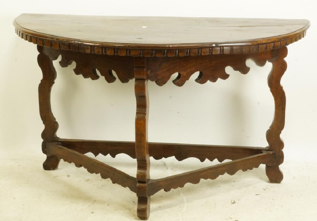 18th CENTURY SPANISH WALNUT DEMILUNE TABLE (1 of 1)