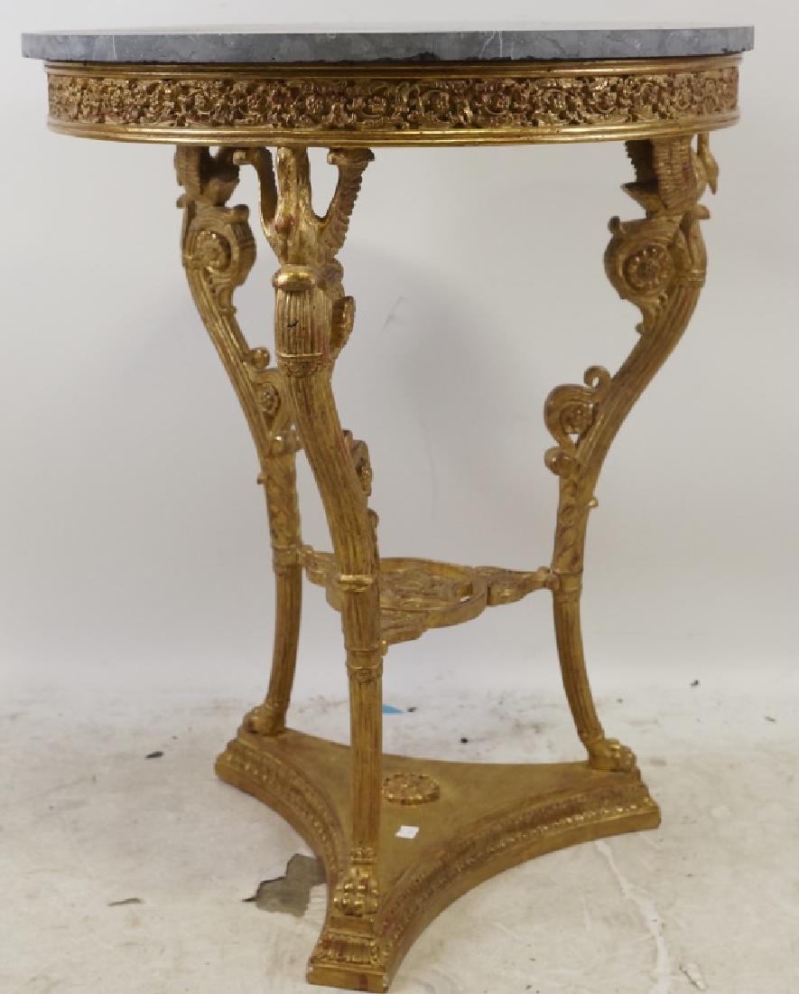 EMPIRE STYLE MARBLE TOP GILDED BASE CENTER TABLE (1 of 3)