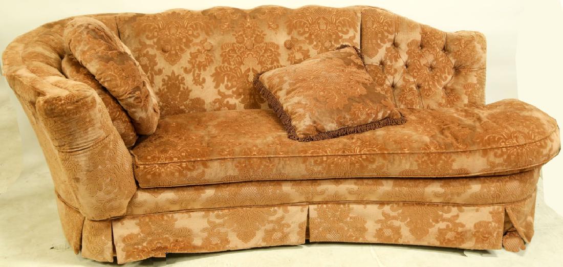 CURVACEOUS CHANNEL BACK TUFTED CUT VELVET SOFA (1 of 4)