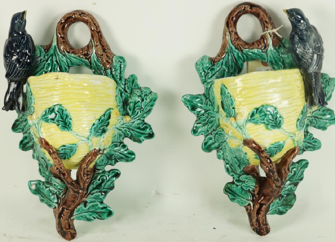 PAIR OF MAJOLICA WALL POCKETS (1 of 3)