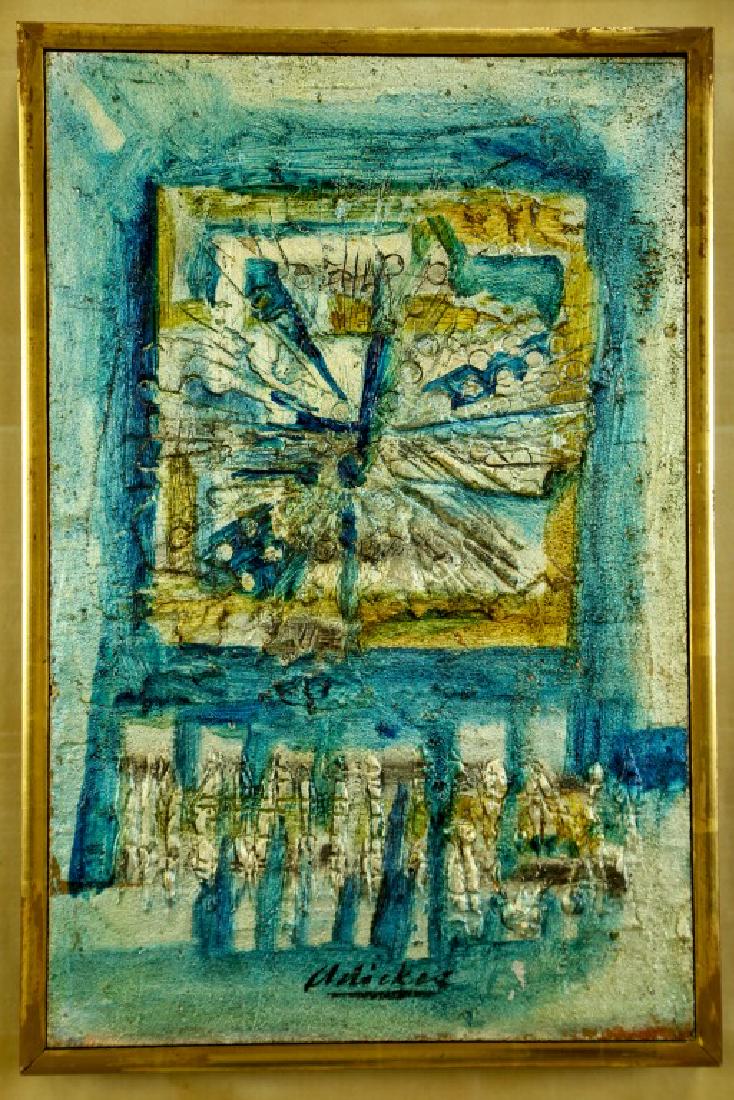 DAVID ADICKES "UNTITLED" ABSTRACT OIL ON PANEL: DAVID ADICKES "UNTITLED" ABSTRACT OIL ON PANEL, CIRCA 1970's. PROVENANCE: DUBOSE GALLERY. Height: 22 & 14 1/2 in. by Width: 17 & 9 1/2 in.