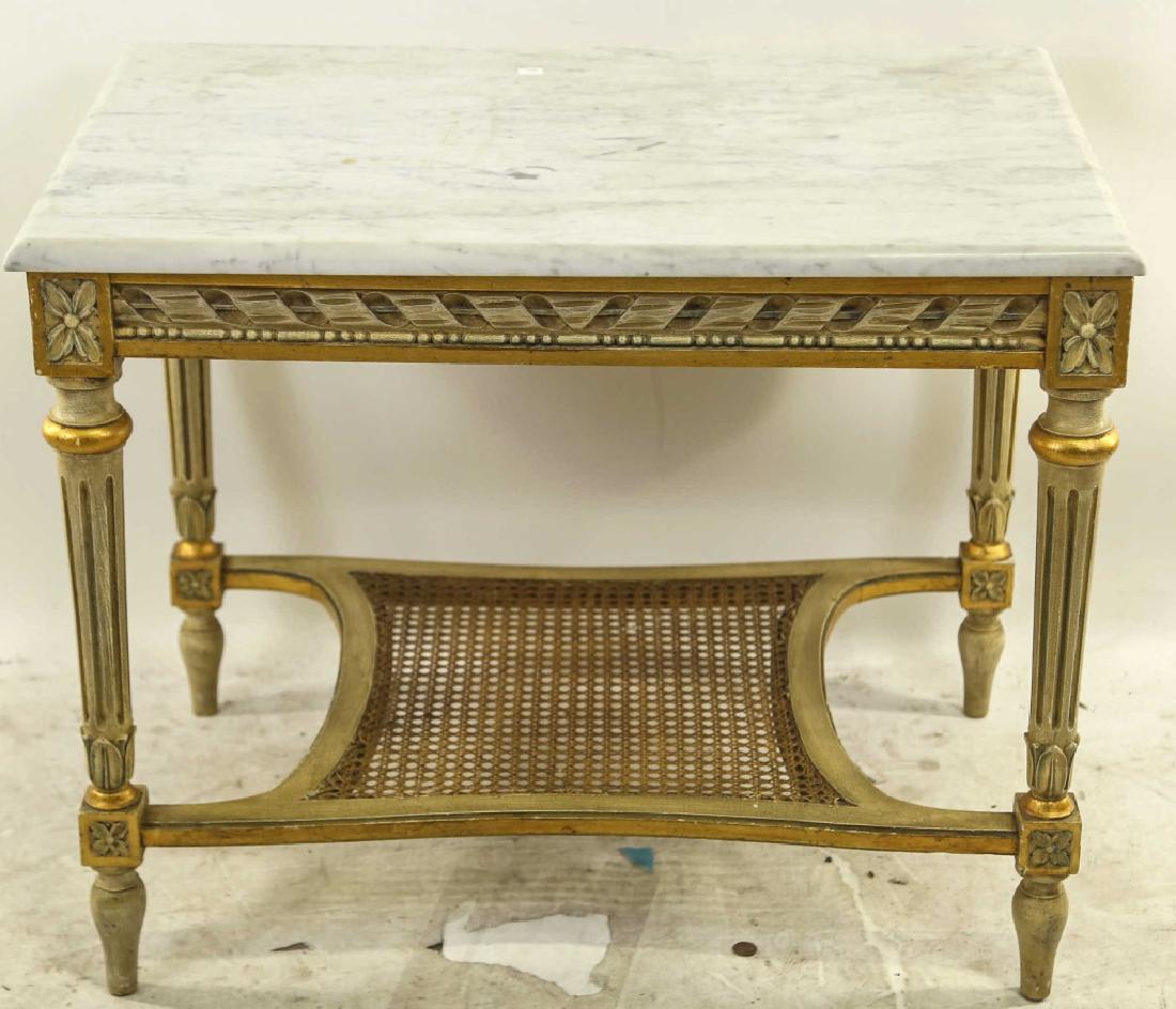 VINTAGE FRENCH CARVED MARBLE TOP COFFEE TABLE (1 of 2)