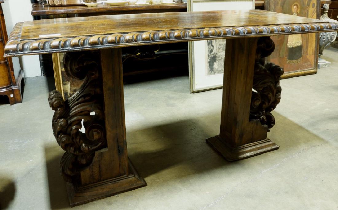 18th CENTURY SPANISH CARVED OAK CONSOLE TABLE (1 of 1)