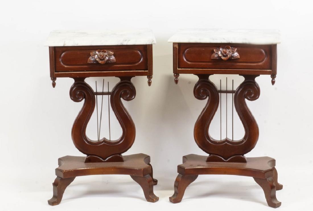 PAIR OF VICTORIAN MAHOGANY MARBLE TOP SIDE TABLES (1 of 2)