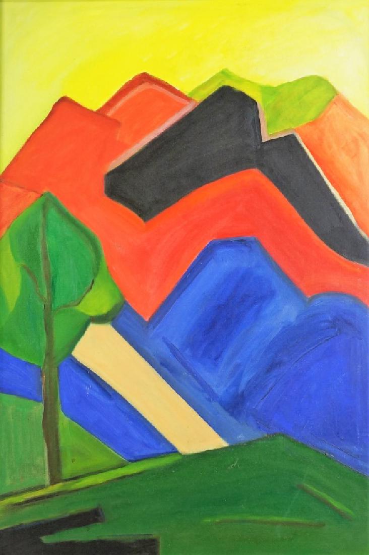 UNSIGNED ABSTRACT LANDSCAPE ACRYLIC ON CANVAS PAINTING (1 of 4)