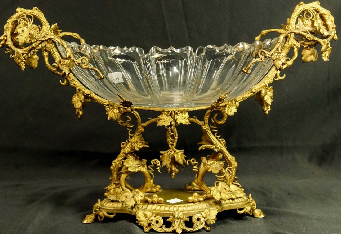 19th CENTURY CUT GLASS & BRASS FOOTED CENTERPIECE (1 of 3)
