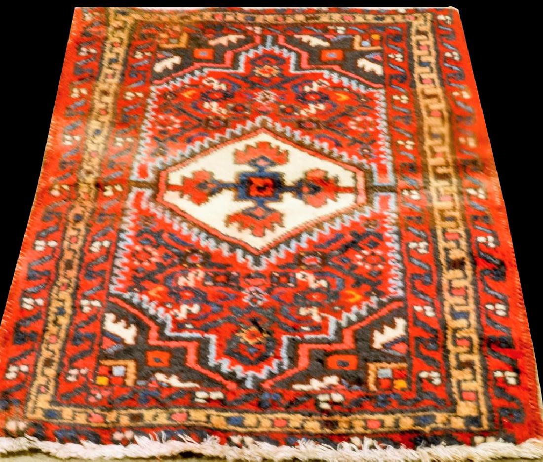 HAND KNOTTED PERSIAN HAMADAN RUG: HAND KNOTTED PERSIAN HAMADAN RUG. Height: 2 ft. 0 in. by Width: 3 ft. 1 in.